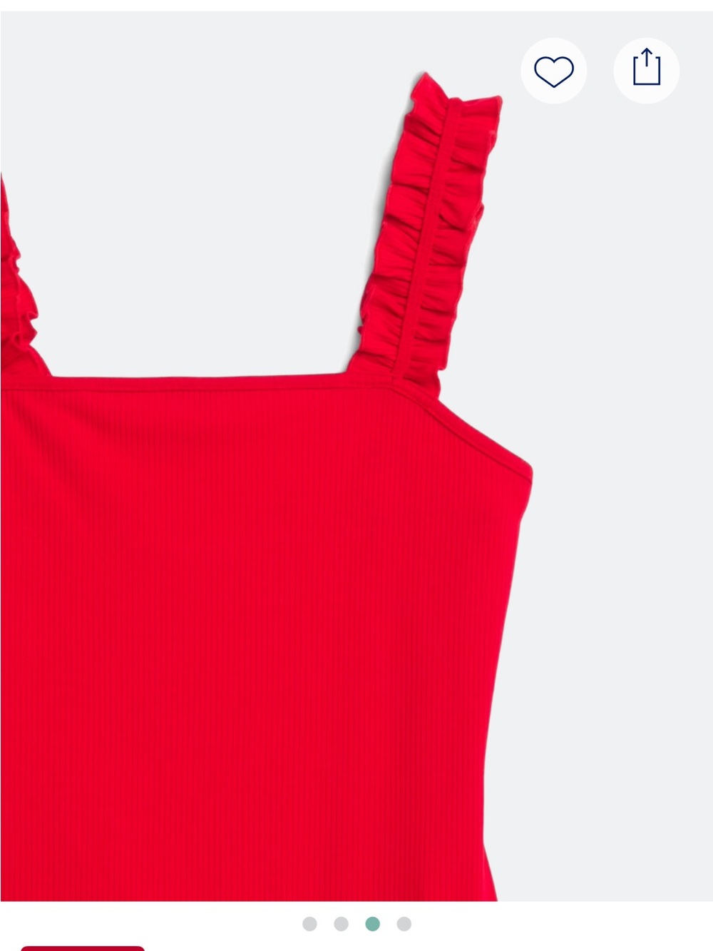 Kaileigh Red Ribbed Ruffle Strap Bodysuit – Size Large - Picture 9 of 9